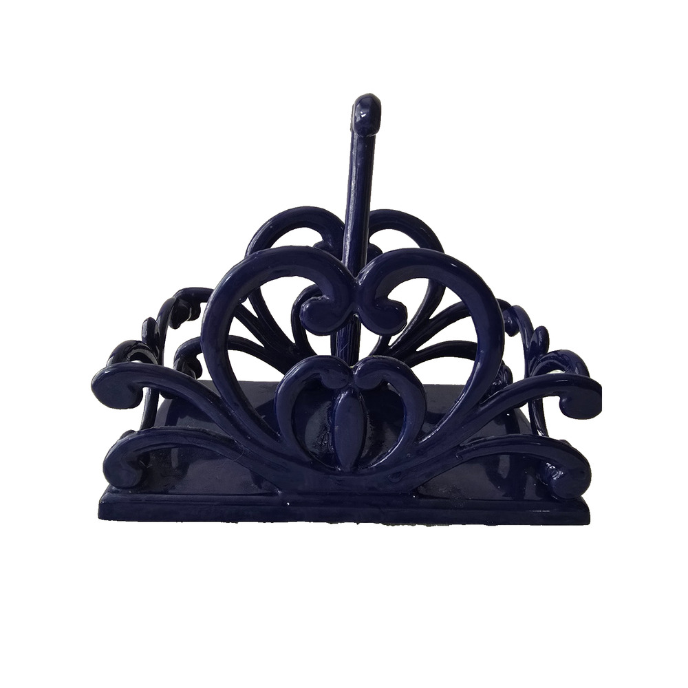 Navy Cast Iron Salt & Pepper Holder Scrolls Heavy